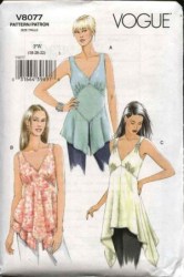 8077 VOGUE EZ SLVLSS SILKY SHAPED UNDERBUST TOPS PATTERN 12-16